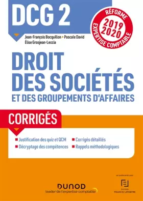 Couverture du produit · DCG 2 Droit des sociétés et des groupements d'affaires - Corrigés - Réforme 2019/2020: Réforme Expertise comptable 2019-2020 (2