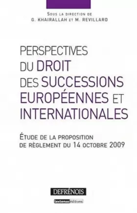 Couverture du produit · Perspectives du droit des successions européennes