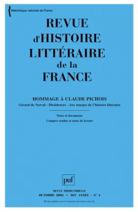 Couverture du produit · Revue d'histoire littéraire de la France 2005 - n° 4
