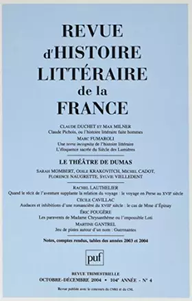 Couverture du produit · Revue d'histoire litteraire de la France 2004, N° 4