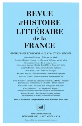 Couverture du produit · Revue d'histoire littéraire de la France, N° 4 :