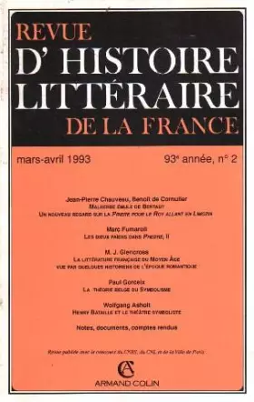 Couverture du produit · Histoire littéraire de la France 93e année mars avril 1993