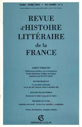 Couverture du produit · Revue d'Histoire Littéraire de la France 94e année n°2