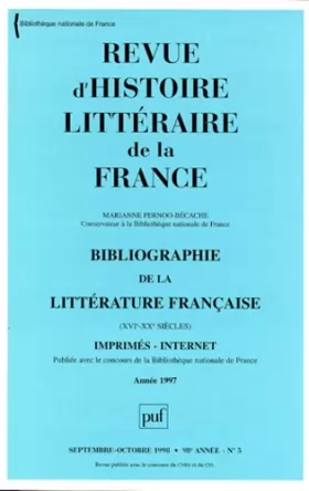 Couverture du produit · Revue histoire-littérature de la France, 1998, numéro 5
