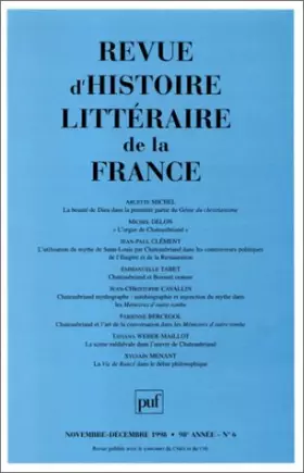 Couverture du produit · Revue d'histoire littéraire de la France, n° 6 : Chateaubriand