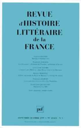 Couverture du produit · Revue d'histoire littéraire de la France, numéro 5, 1999