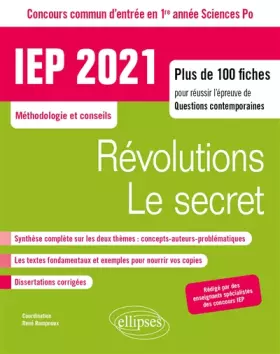 Couverture du produit · Concours commun IEP 2021. Plus de 100 fiches pour réussir l'épreuve de questions contemporaines - entrée en 1re année - Révolut