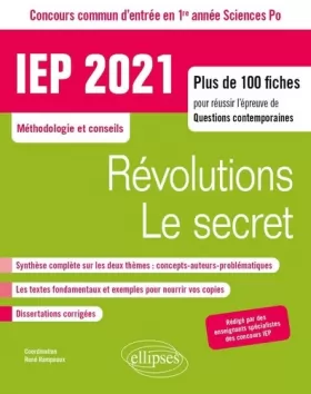 Couverture du produit · Concours commun IEP 2021. Plus de 100 fiches pour réussir l'épreuve de questions contemporaines - entrée en 1re année - Révolut