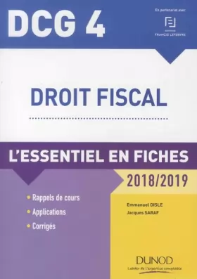 Couverture du produit · DCG 4 - Droit fiscal - 2018/2019 - L'essentiel en fiches