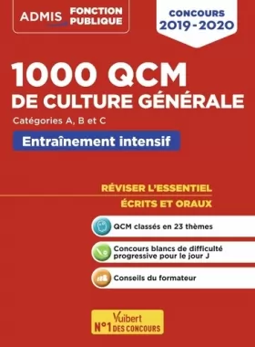 Couverture du produit · 1000 QCM de culture générale: Concours de la fonction publique - Catégories A, B et C