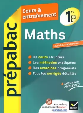 Couverture du produit · Maths 1re ES, L - Prépabac Cours & entraînement: Cours, méthodes et exercices - Première ES, L
