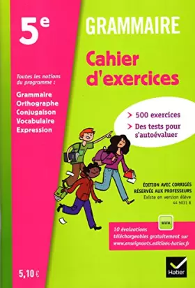 Couverture du produit · Grammaire 5e ed. 2012 - Cahier d'Exercices de l'Eleve (Version Enseignant)