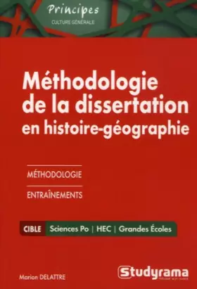 Couverture du produit · Méthodologie de la dissertation sciences po/hec en histoire-géographie