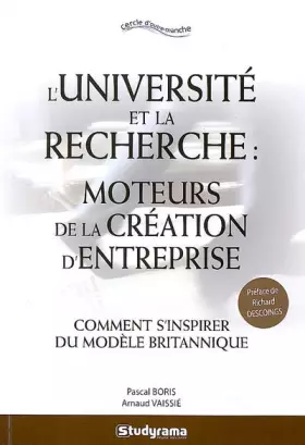 Couverture du produit · Université et la Recherche Moteurs de la Creation d'Entreprise