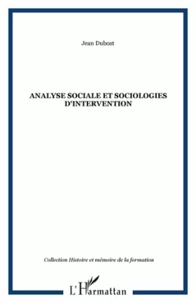 Couverture du produit · Analyse sociale et sociologies d'intervention