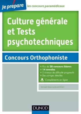 Couverture du produit · Culture générale et Tests psychotechniques - Concours Orthophoniste - 30 sujets corrigés: 30 sujets corrigés