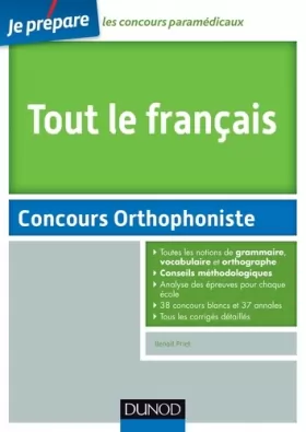 Couverture du produit · Tout le français - Concours Orthophoniste: avec des annales de toutes les villes