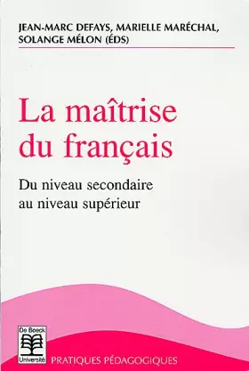 Couverture du produit · La maîtrise du français