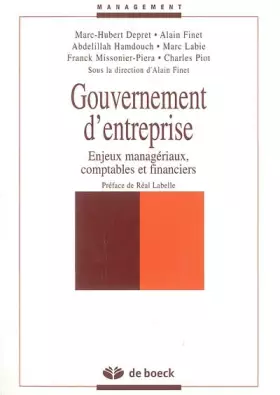 Couverture du produit · Gouvernement d'entreprise : Enjeux managériaux, comptables et financiers