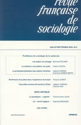 Couverture du produit · Revue française de sociologie, N° 46-3 :