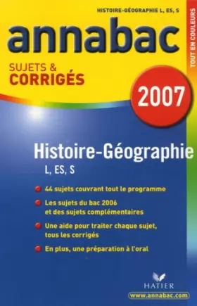 Couverture du produit · Histoire Géographie Tle L, ES, S : Sujets et corrigés