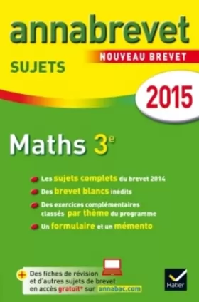 Couverture du produit · Annales Annabrevet 2015 Maths 3e: Sujets du brevet (non corrigés)