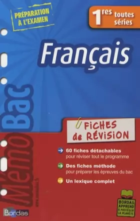 Couverture du produit · Français 1res toutes séries : Fiches de révision