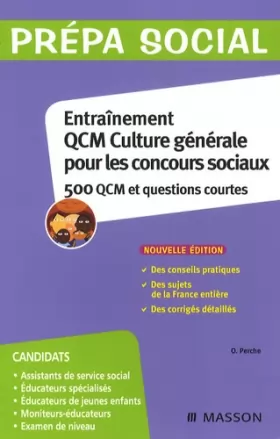 Couverture du produit · Entraînement QCM culture générale pour les concours sociaux : 500 QCM et questions courtes