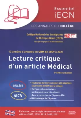 Couverture du produit · Lecture critique d'un article médical: 13 années d'annales en QRM de 2009 à 2021