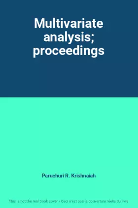Couverture du produit · Multivariate analysis proceedings