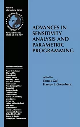 Couverture du produit · Advances in Sensitivity Analysis and Parametric Programming