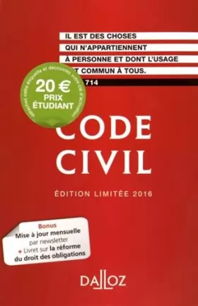 Couverture du produit · Code civil : Edition limitée