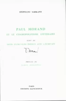 Couverture du produit · Paul Morand et le cosmopolitisme littéraire