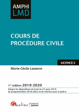 Couverture du produit · Cours de procédure civile: Intègre les dispositions de la loi du 23 mars 2019 de programmation 2018-2022 et de réforme de la ju