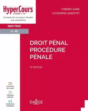 Couverture du produit · Droit pénal. Procédure pénale 2022 - 13e ed.