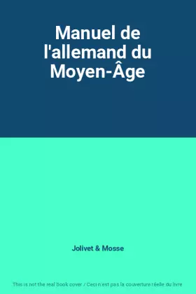 Couverture du produit · Manuel de l'allemand du Moyen-Âge