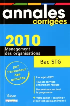 Couverture du produit · Management des organisations BAC STG 2010