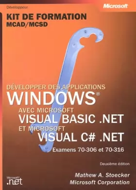 Couverture du produit · Developper des applications windows - avec visual basic .net et c .net - livre de reference - francais