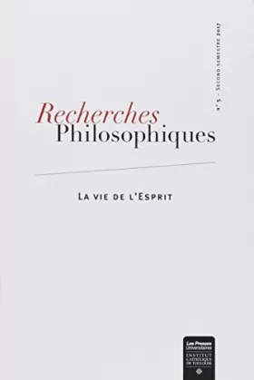 Couverture du produit · Recherches philosophiques n°5 - Automne 2017