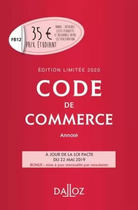 Couverture du produit · Code de commerce annoté 2020