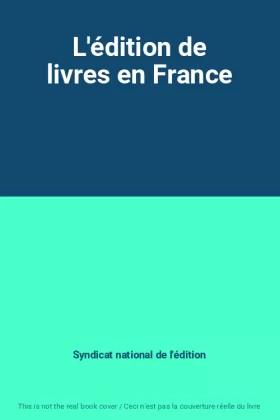 Couverture du produit · L'édition de livres en France