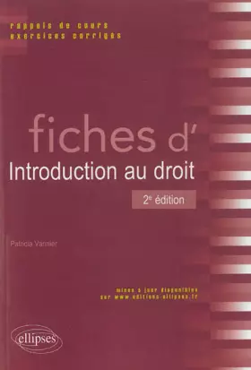 Couverture du produit · Fiches d'Introduction au Droit Rappels de Cours & Exercices Corrigés