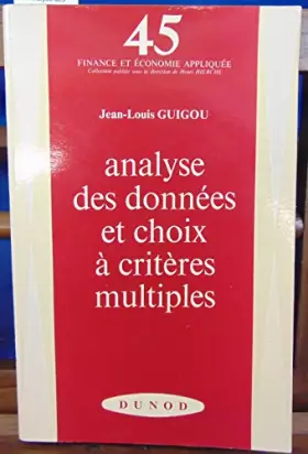 Couverture du produit · Analyse des données et choix à critères multiples