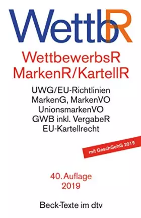 Couverture du produit · Wettbewerbsrecht (WettbR) und Kartellrecht (KartellR/MarkenR)