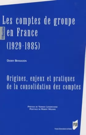 Couverture du produit · Les comptes de groupe en France (1929-1985) : Origines, enjeux et pratiques de la consolidation des comptes