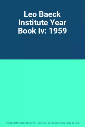 Couverture du produit · Leo Baeck Institute Year Book Iv: 1959