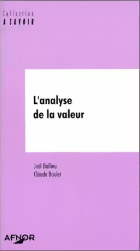 Couverture du produit · L'analyse de la valeur