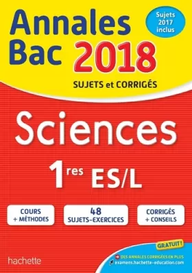 Couverture du produit · Annales Bac 2018 - Sciences 1ères L/ES