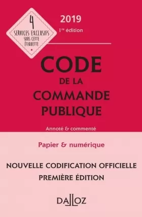 Couverture du produit · Code de la commande publique 2019, annoté et commenté