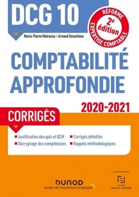 Couverture du produit · DCG 10 Comptabilité approfondie - Corrigés - 2020-2021 (2020-2021)